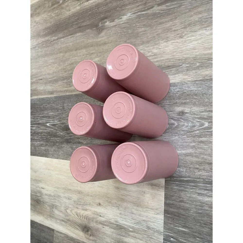 Vintage Set of 6 Tupperware 12 oz Tumblers 873 15 Pink